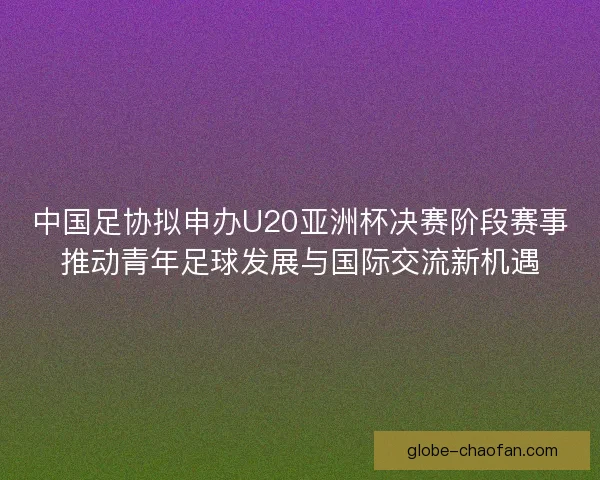 中国足协拟申办U20亚洲杯决赛阶段赛事推动青年足球发展与国际交流新机遇